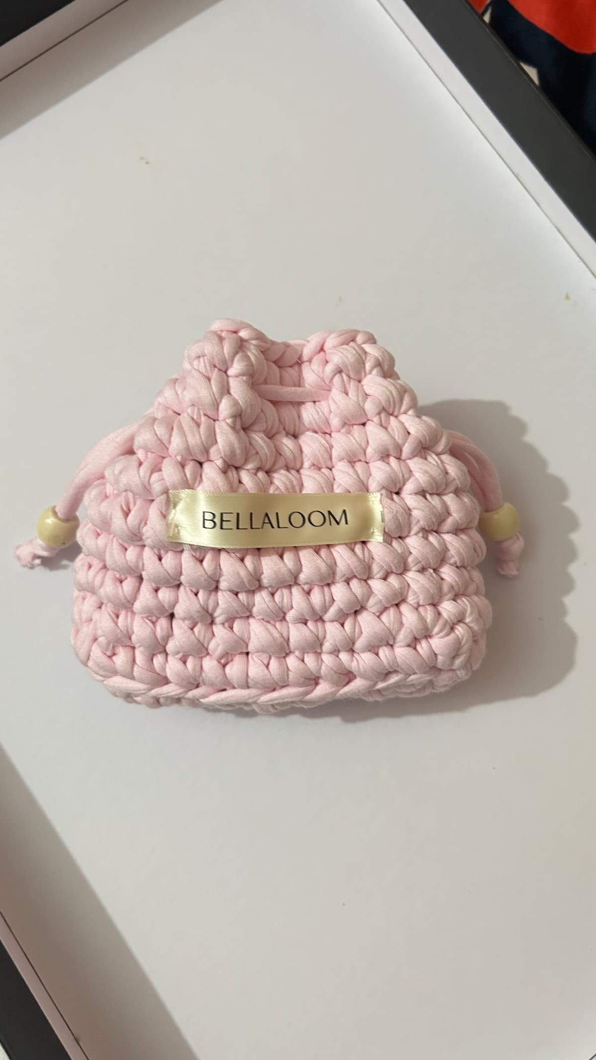 Pink crochet coin purse or bag with easy closure in India, BELLALOOM cute and affordable accessories